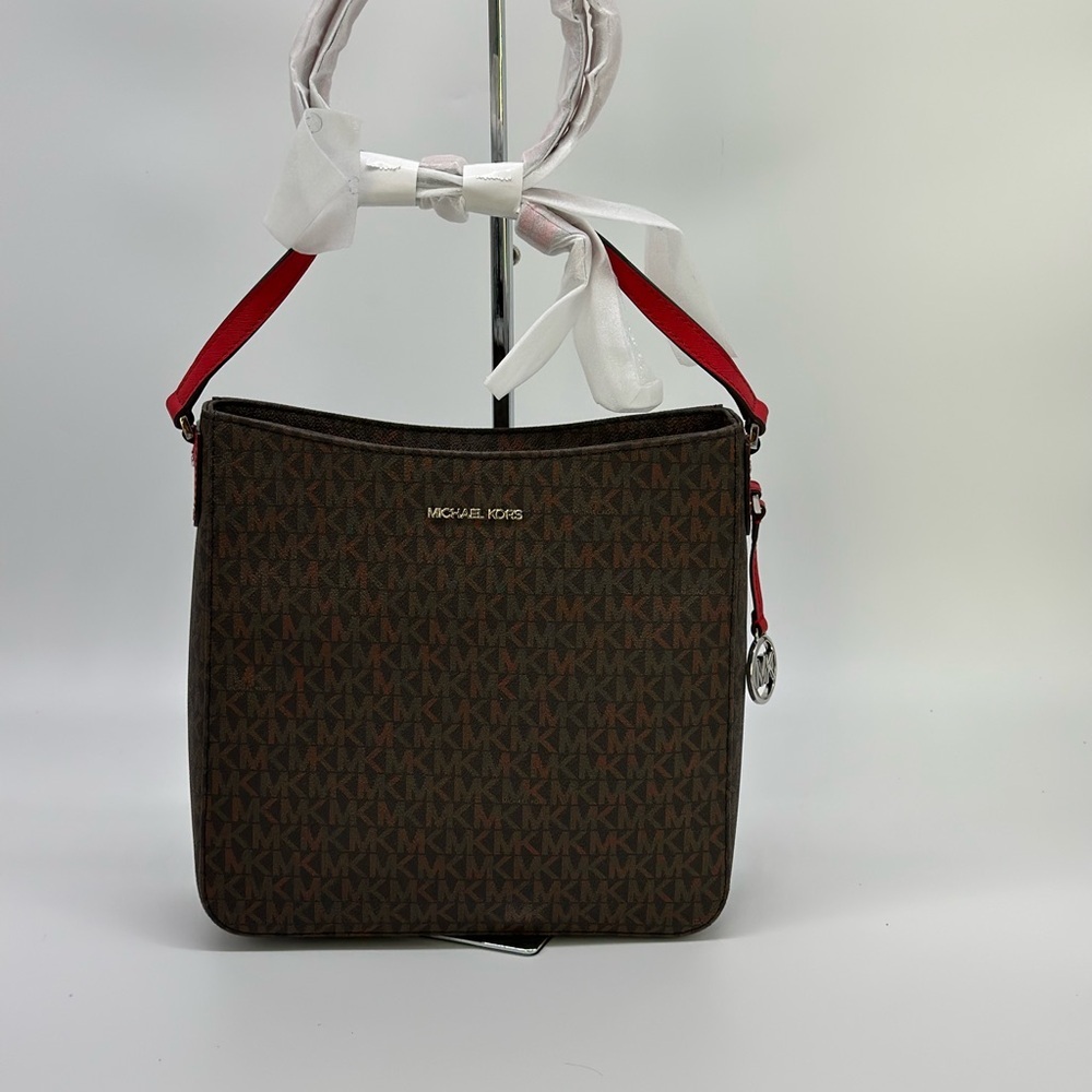 Michael Kors Brown Crossbody Bag with Red Strap